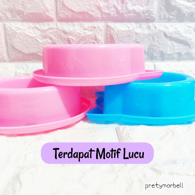 Mangkok Bowl Plate Tempat Makan Motif Kepala Kucing Single Anti Semut