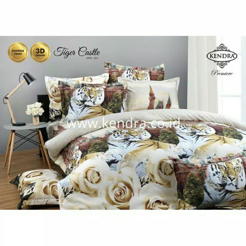 BEDCOVER + SPREI RUMBAI uk. 180x200 KENDRA PREMIER TIGER CASTLE