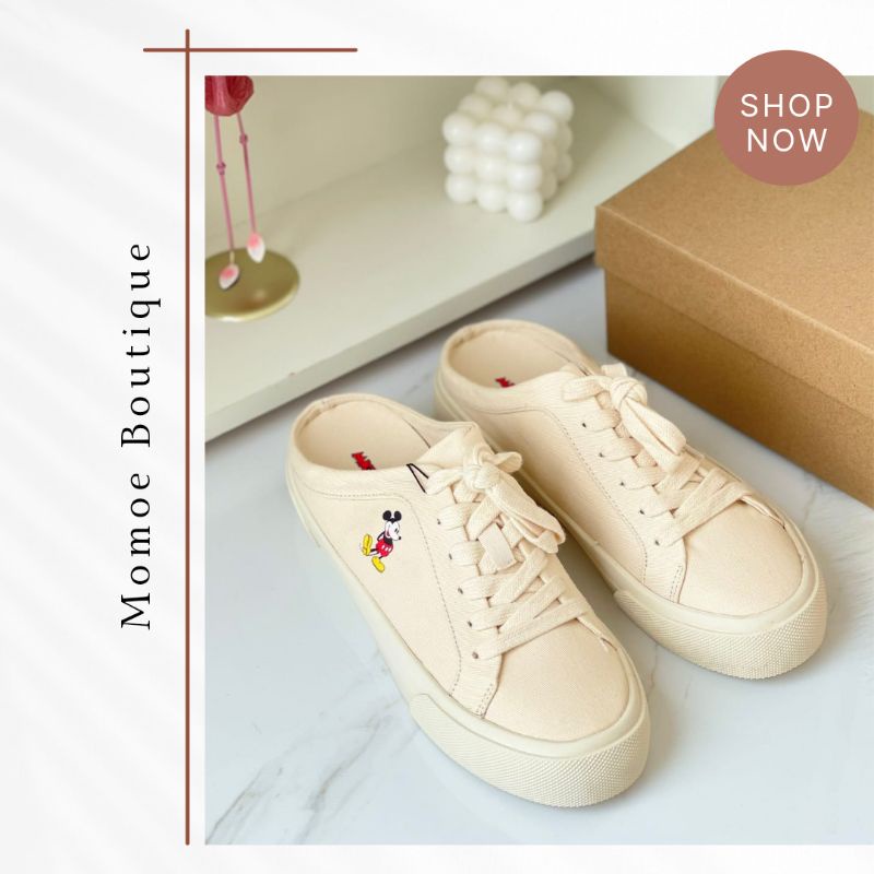 ZS203 Sepatu Selop Sneakers Tali Wanita Zara Mickey Canvas Shoes