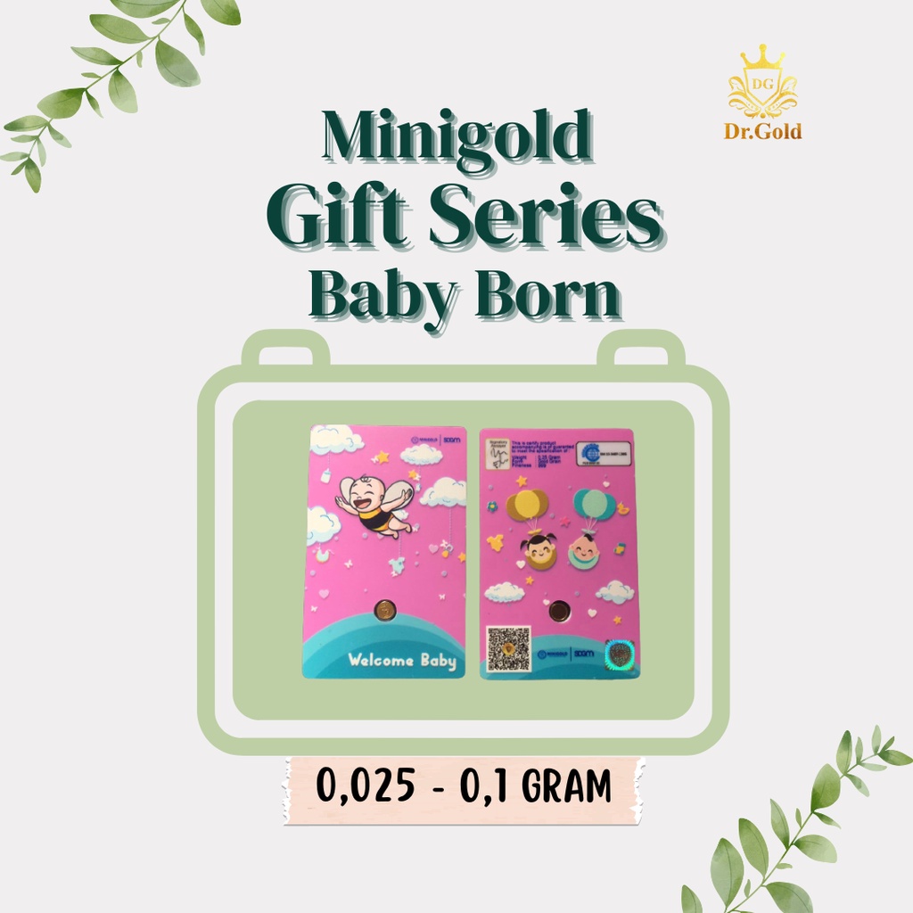 MINIGOLD GIFT SERIES BABY BORN 0,05 GRAM 0,1 GRAM 0,25 GRAM KADO LAHIRAN KADO BAYI KADO EMAS LUCU EK