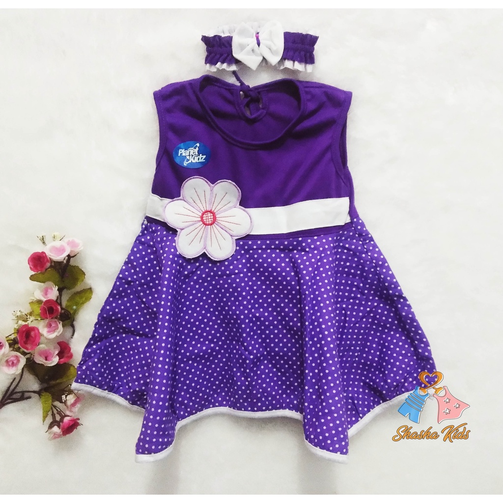 [S-03] Baju Bayi Perempuan/Dress Bayi  Perempuan Planet Kids motif bunga  cantik   0-6 bln Bonus BANDANA