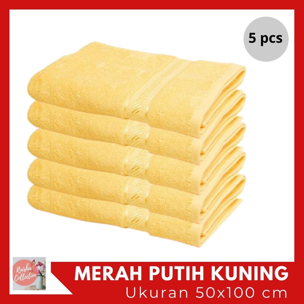 RC HANDUK MANDI MERAH PUTIH TANGGUNG PAKET ISI 5 WARNA UKURAN 50X100cm