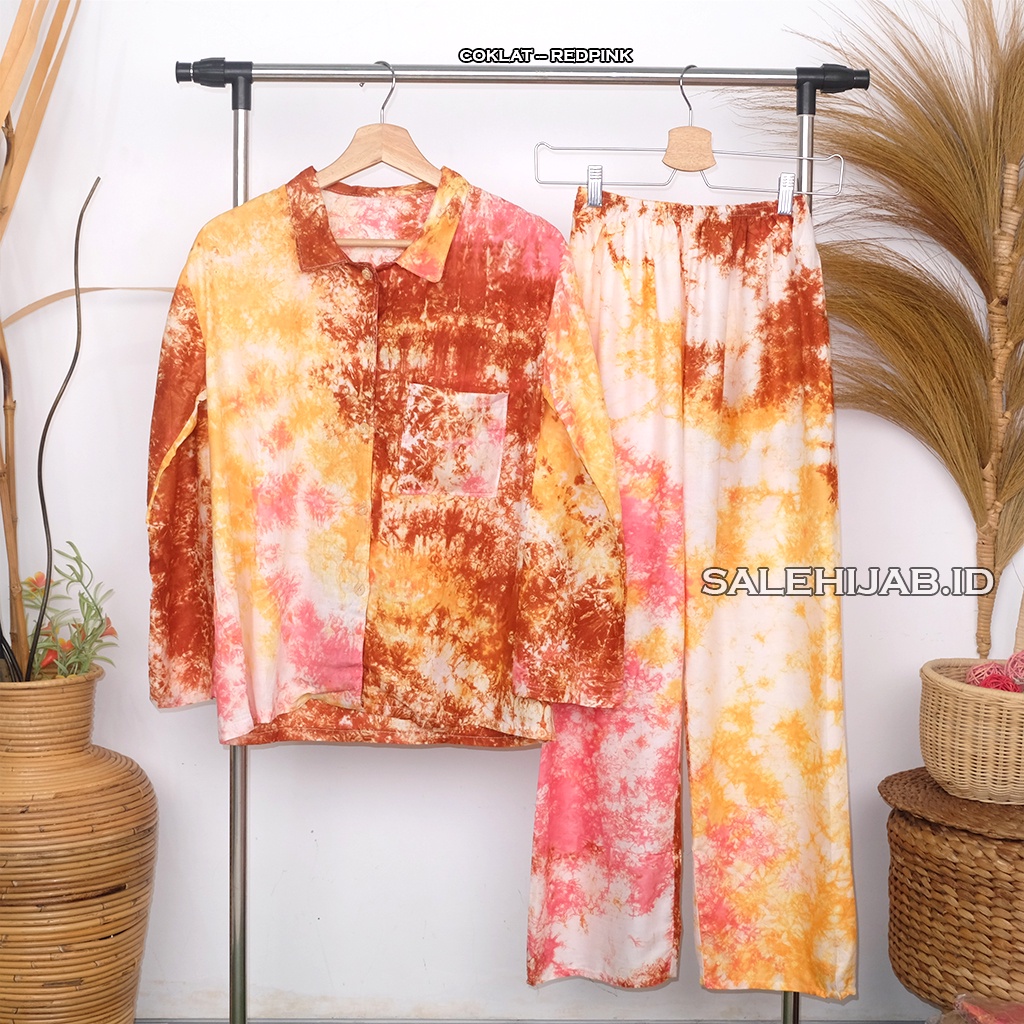 Setelan Baju Tidur Motif Bunga Sepatu / One Set Fashion Wanita Rayon Premium Kode T4 G4 G3 G2-G4 COKLAT-REDPINK