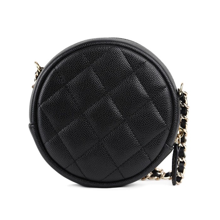 Tas Chanel Small Round Bag On Chain Black Caviar Authentic 1-1 Ori On Sale