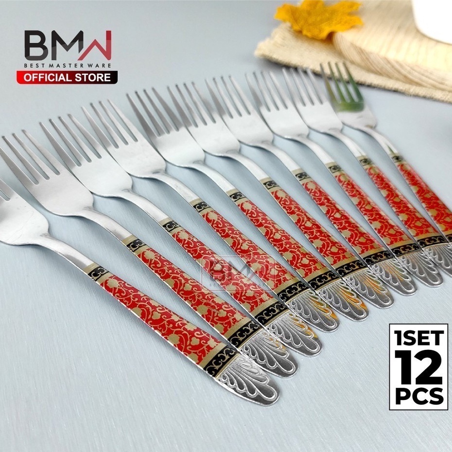 1 Lusin Sendok Makan Motif Batik Peralatan Makan Stainless Steel