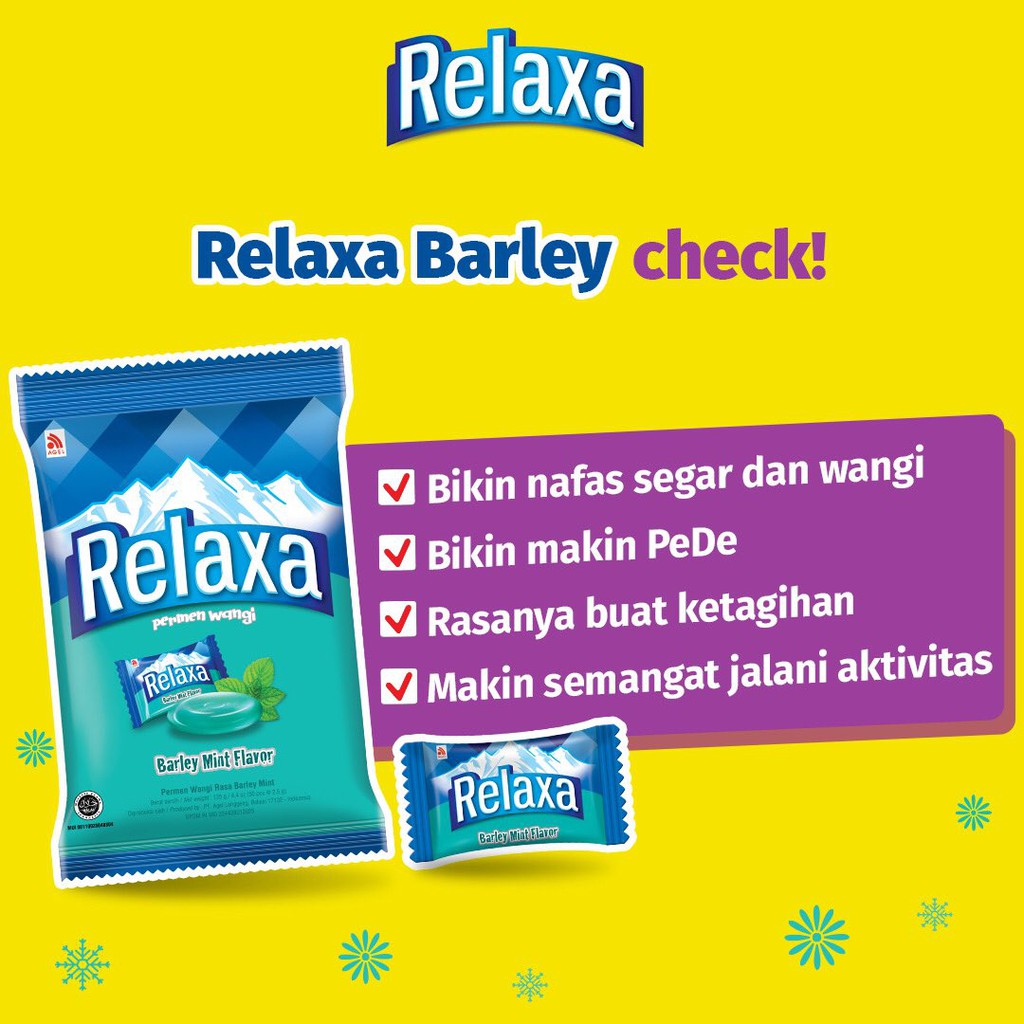 

Permen Relaxa Barley Mint Bag 50 pcs