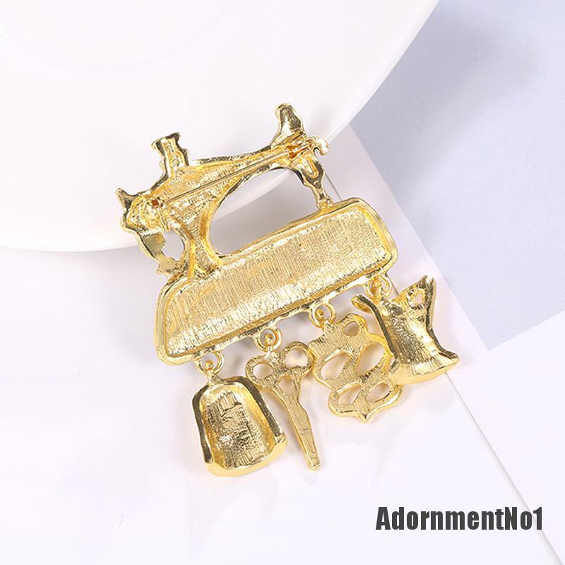 (Adornmentno1) 1pc Bros / Pin Vintage Lapis Emas Bentuk Mesin Jahit Sartorius