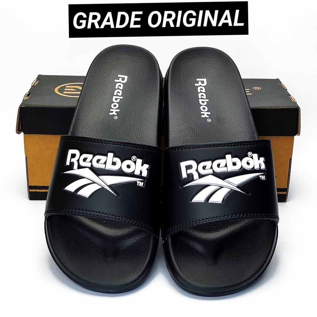 Sandal Sendal Slop Slip On Pria Kulit Sintetis