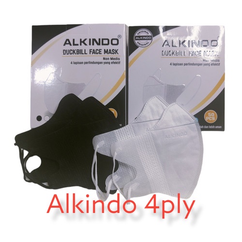Masker Duckbill Alkindo 1 Box Isi 50 Pcs - MASKER HITAM EARLOOP 4PLY