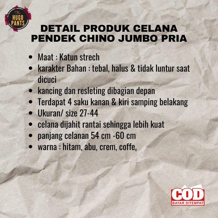 Celana Pendek Chino Distro Jumbo Surfing Pria Bahan Katun Stretch Chinos