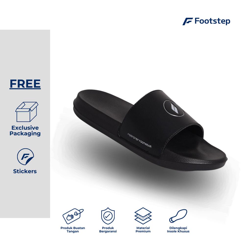 Sandal Pria Slide Footstep Footwear - Curva White