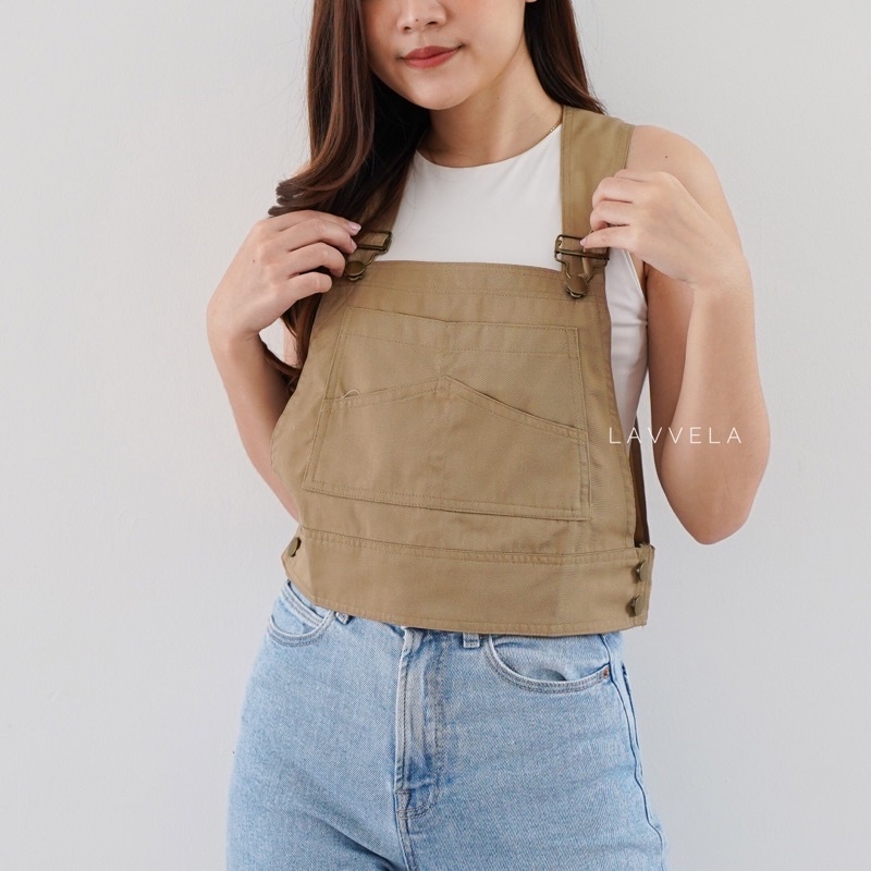 ZOE VEST ROMPI KOREA DANCER ATASAN OVERALL CROP BAJU KODOK BAJU KOREA OUTER SUSPENDER