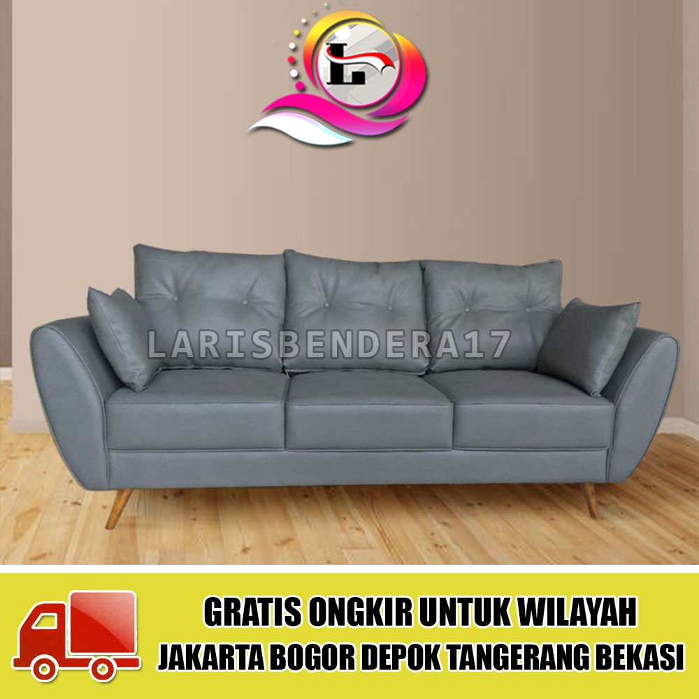 Sofa Retro 3 Seater SKYGREY | Klasik, Elegan & Minimalis | Grey. Sofa 3 Dudukan. Kapasitas 3 Orang