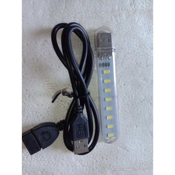 Lampu USB LED 8 mata  USB male to female bisa untuk lampu akuarium soliter