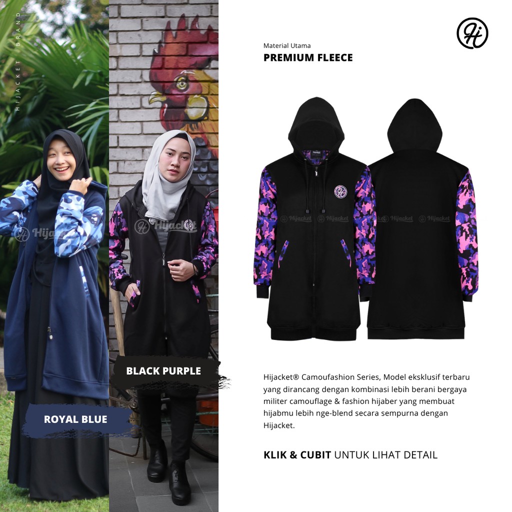 ⏺ Ambil 4 Bayar 1 Aja ⏺ Hijacket® Camouflasion Series (All Size, XL, XXL) Jaket Wanita Bahan 100% Premium Fleece Asli-5