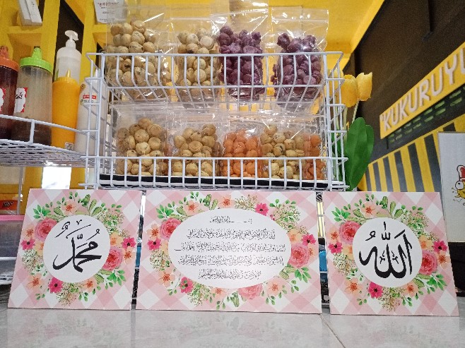 Wooden Projects Kaligrafi Islamic Shabbychic Flowers Allah Muhammad & Ayat Kursi - Lpk2