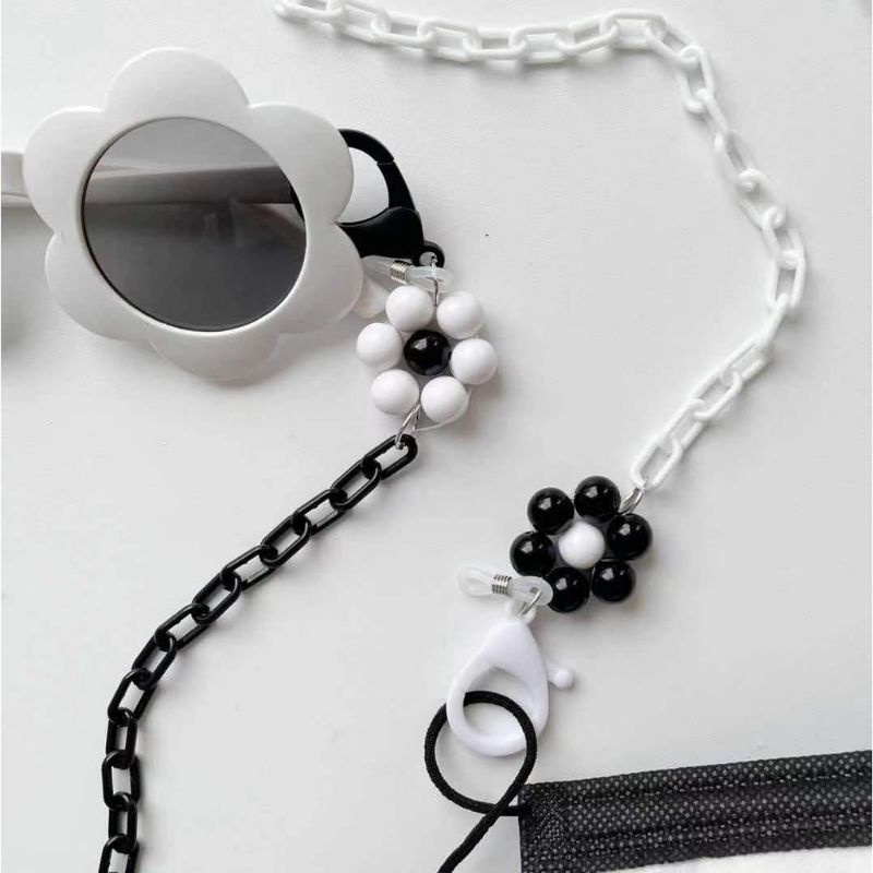 PROMO 4.4 Strap Masker Import 2in1 Rantai Kacamata Hiasan Manik Bunga Bulat Simple / Gantungan Masker / Kalung Masker
