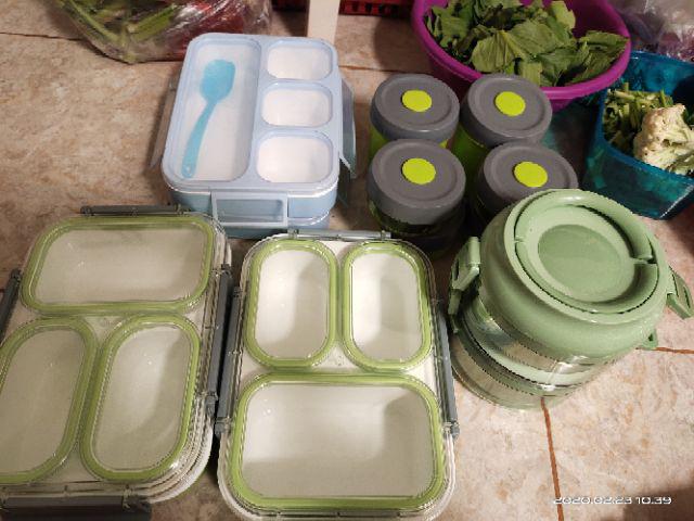 Lunchbox Set Tedemei 6943 Leakprof / Body Plastik / 1 Set Isi 3 Pcs / Pink Green Blue