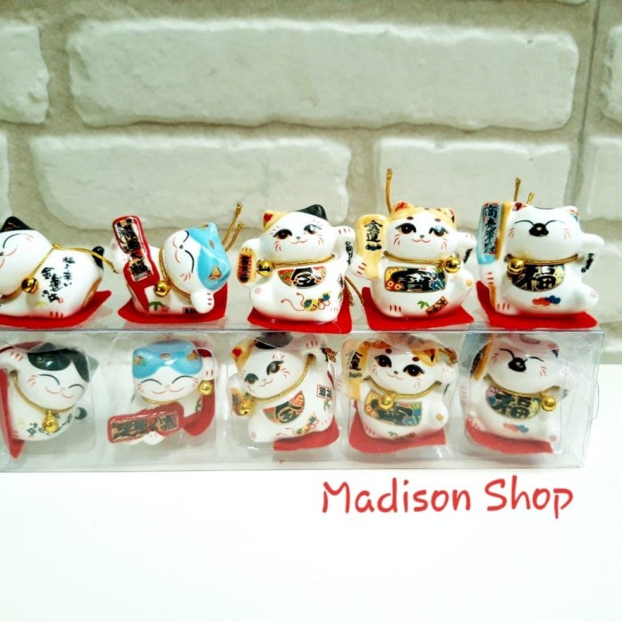 MANEKI NEKO KUCING HOKI MINI SET 5 ( B ) SOVENIR KADO UNIK Harga Grosir Termurah