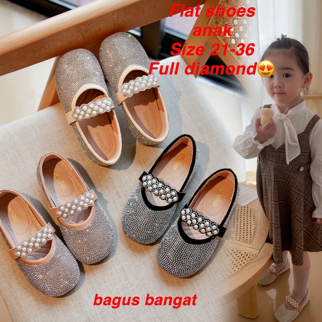 (LOLI-JKT) SP-M55 FLAT SHOES ANAK CEWEK IMPORT FULL BLINK DIAMOND 21-36