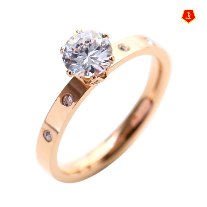 [Ready Stock]Simple New Rose Gold Moissanite Ring