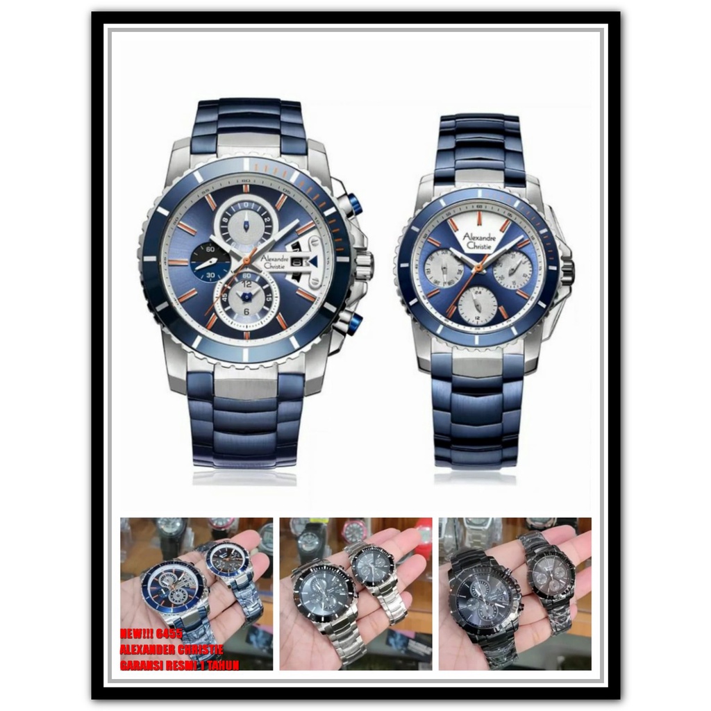 Premium (RRW) JAM TANGAN COUPLE ALEXANDRE CHRISTIE AC 6455 SILVER BLUE ORIGINAL Distributor Termurah