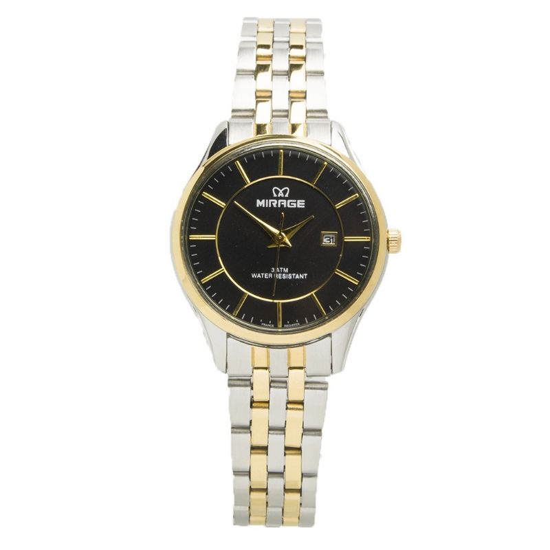 Terlaris  MIRAGE JAM TANGAN ORIGINAL WANITA Cantik Tipis Elegant Mewah Tahan air SILVERGOLD 8544L