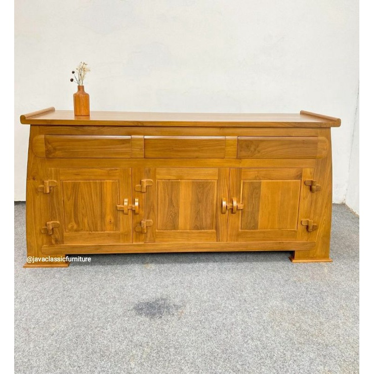 BUFET TV VINTAGE MINIMALIS CABINET RETRO DRAWER SCANDINAVIA UNIK BAHAN KAYU JATI GRADE A PANJANG MUR