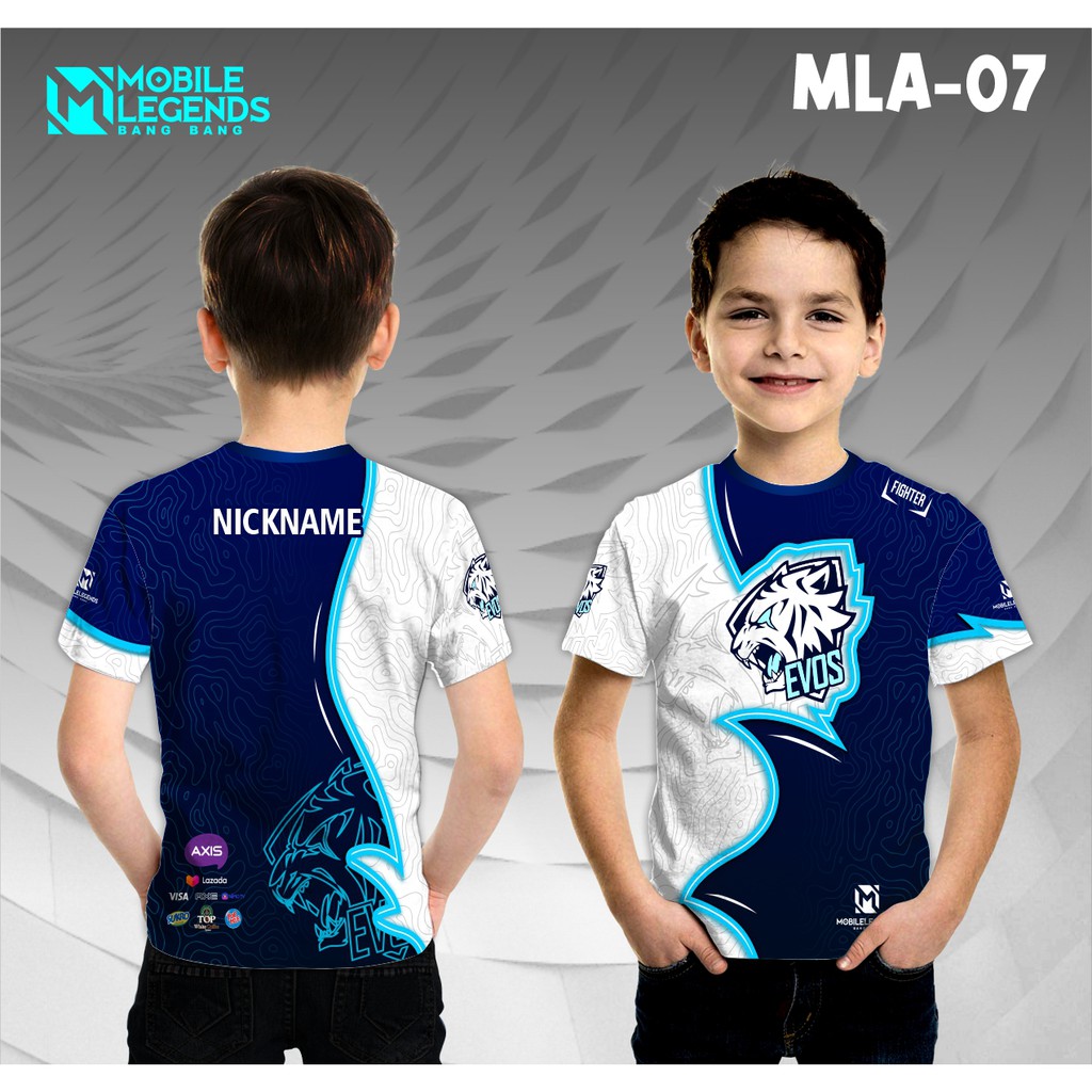 Jersey esport anak mobile legends evos baju kaos gamer