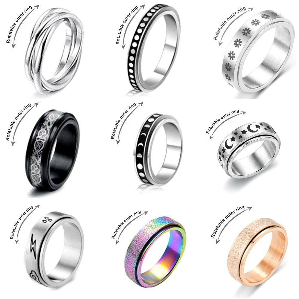 Top Turn Matte Color Ring Aksesoris Pesta Warna Silver Gold Untuk Kecemasan Cincin Stainless Steel