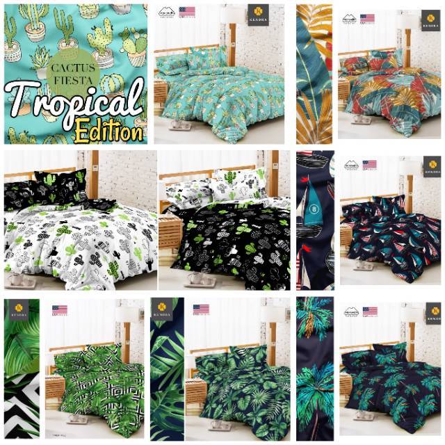 BC Bedcover KENDRA FLAT Set King Size Uk180 Uk 180x200 T20 Tinggi 20 cm Korean K Style Bedcover Motif Korea Dewasa Arcadia Botanica Blue Woodland Cactus Diamond Green Chevron Diamond Montana Monstera Tropical Oxley Peninsula Palm Hello Winter