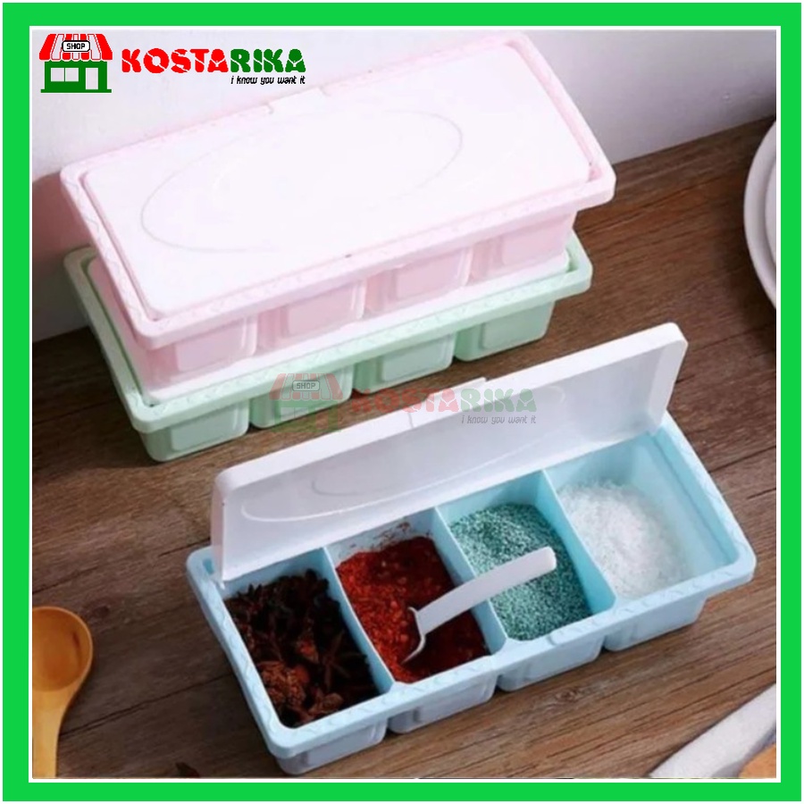 Tempat Bumbu Dapur 4 Set Garam Lada Micin Merica Lada Bawang Cabe Cabai Chilli Bagus Seasoning