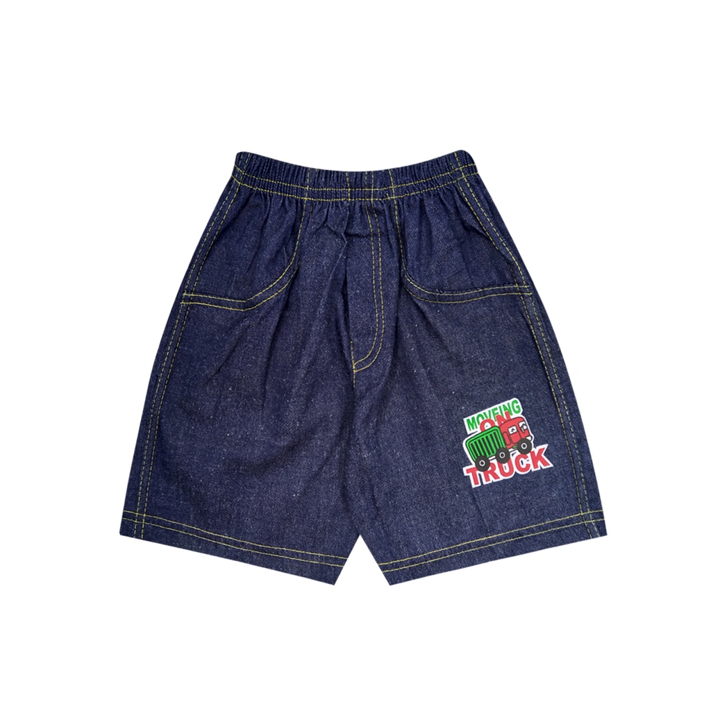 Wakakids Baju Anak Laki Laki Usia 1 - 4 Tahun Setelan Ce;ana Jeans Motif Truck Horton 2127-6