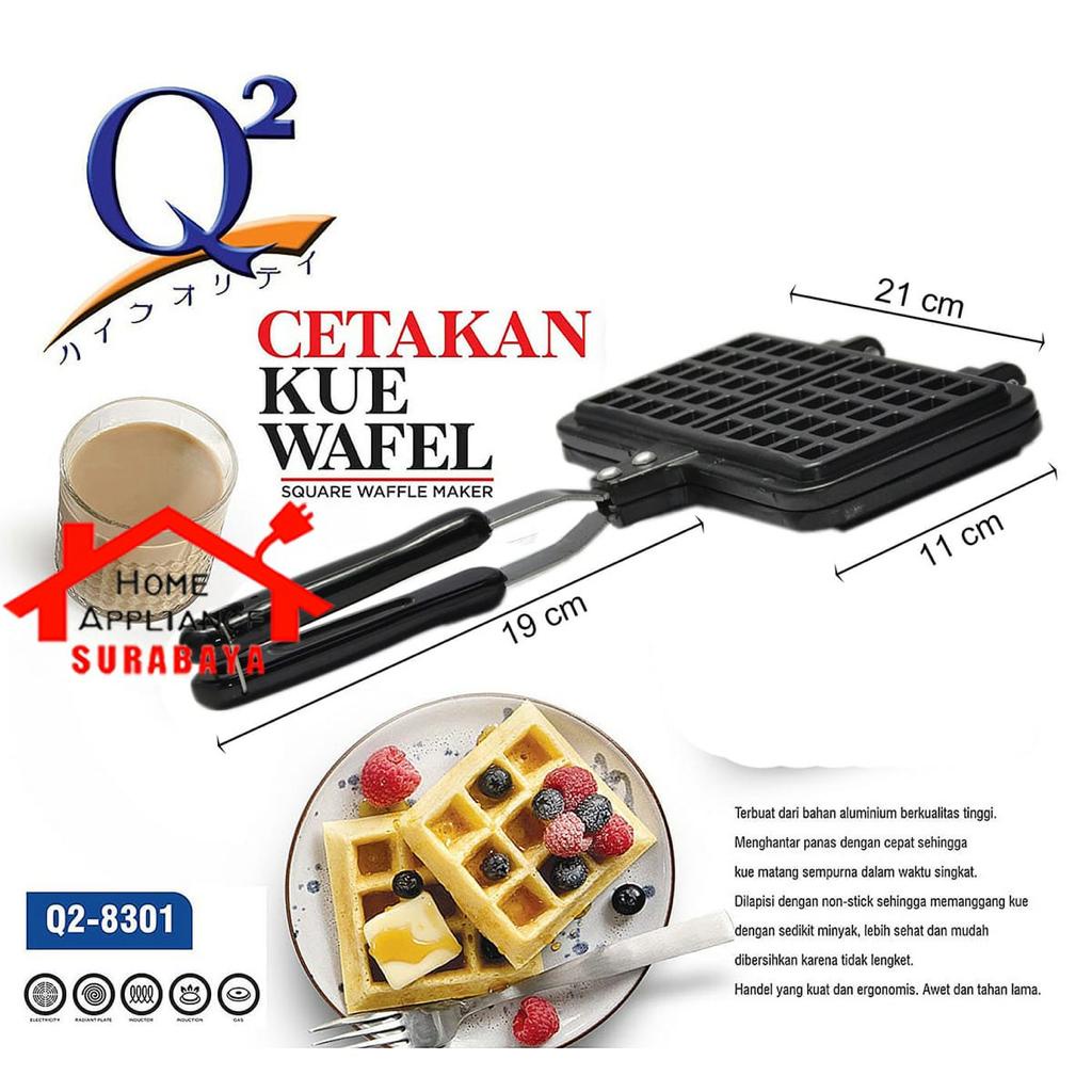 Cetakan Croffle Waffle Maker - Kue Wafel Motif Kotak Q2 8301 / Motif Hati - Heart Q2 8302