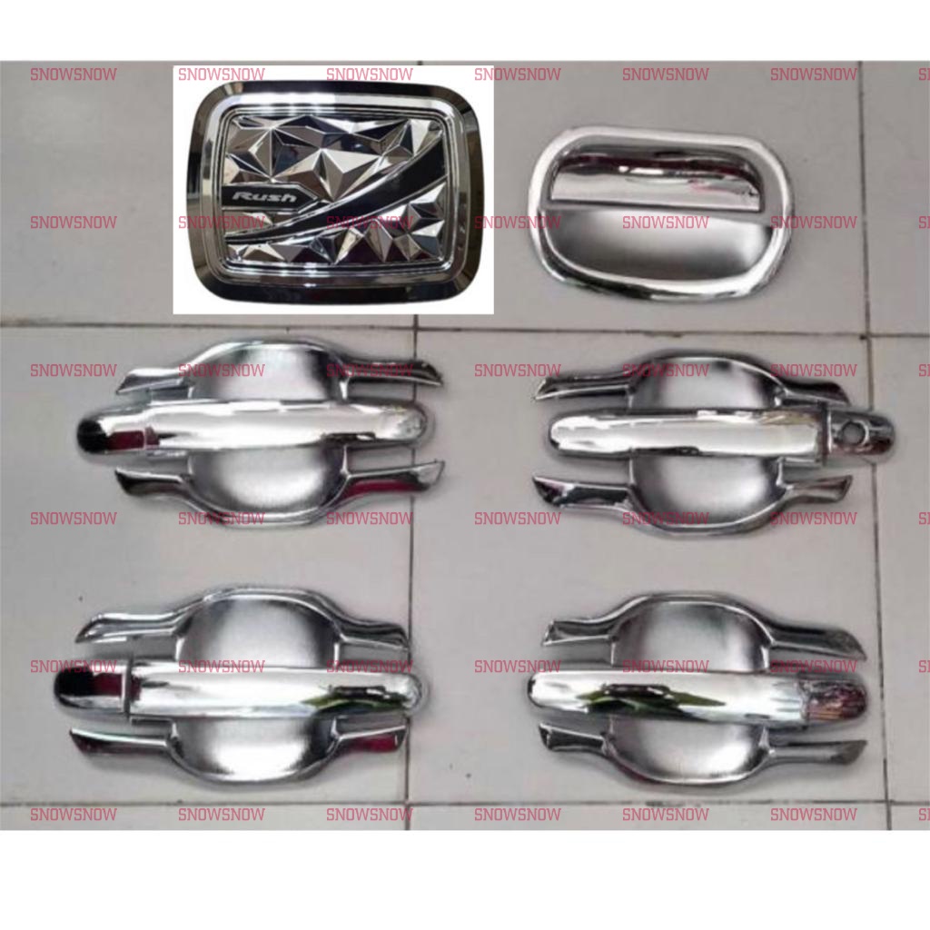 Paket Outer Handle Tank Cover Rush Terios Lama Old 2007 2008 2012 2015 2017 5pcs Exclusive Hitam Chrome