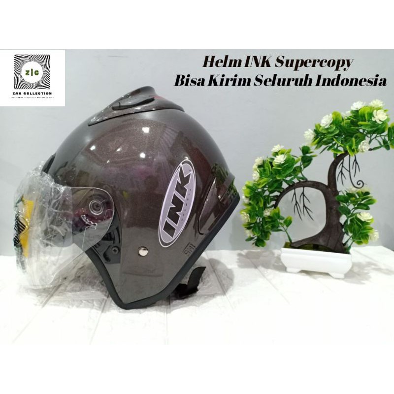 Helm INK SUPERCOPY Centro dan Double Visor Kaca Hitam Busa Tebal-Centro Abu Metallic