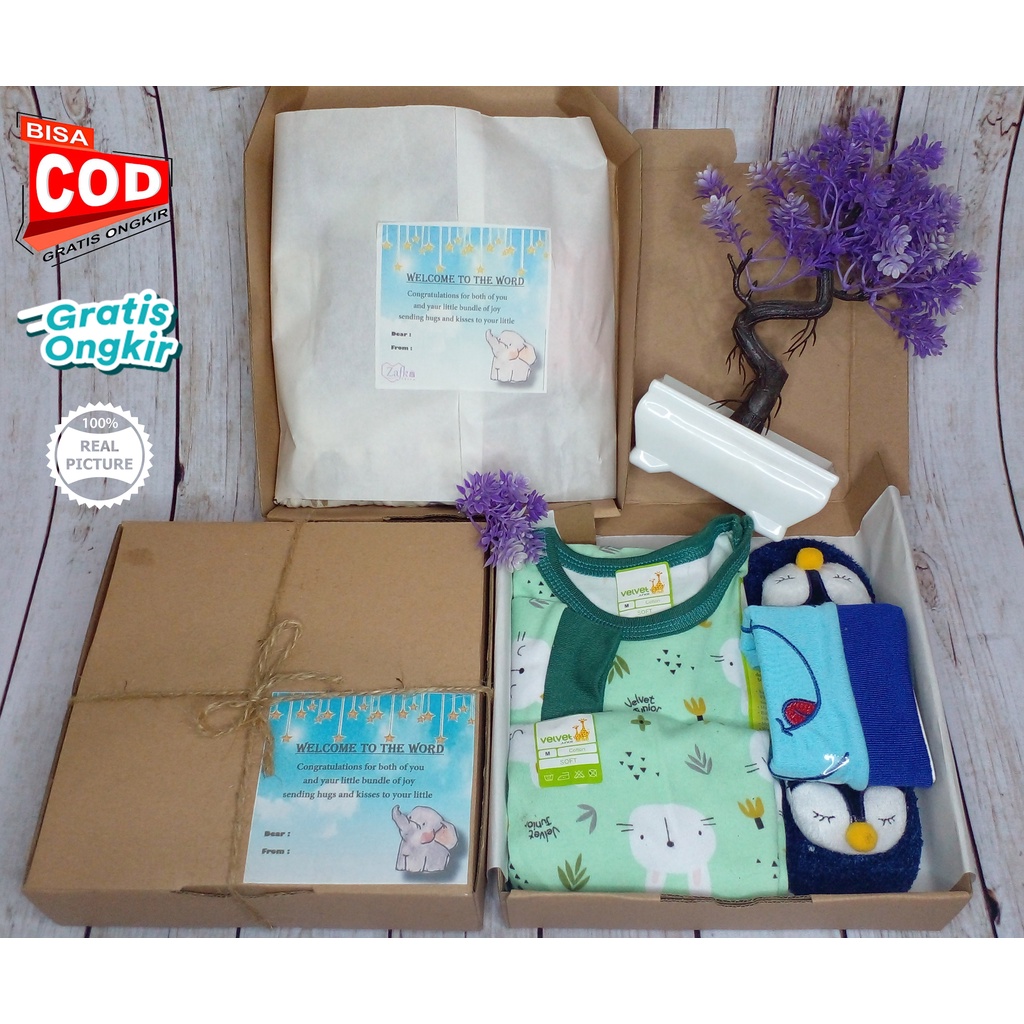 COD Kado jenguk bayi Hamper bayi Setelan baju VELVET JUNIOR bayi Paket baju bayi Pakaian bayi Parsel bayi Kado pakaian bayi