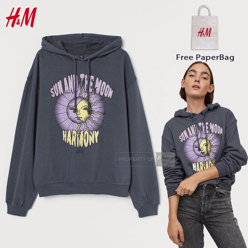 Hoodie H&amp;M Sun And The Moon Original hnm Hoodie sun and the moon grey