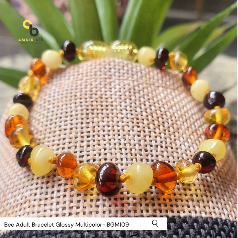 Gelang Amber Dewasa Premium 16cm Glossy Multicolor BGM109 By Amber Bee