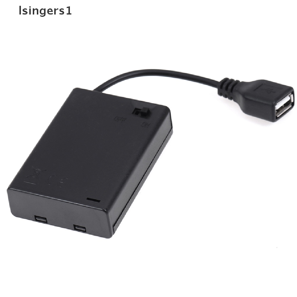 (lsingers1) Kotak Baterai 3 Slot AA Dengan port usb + Saklar switch Untuk Balok Bangunan