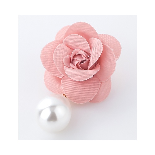 LRC Anting Tusuk Fashion White Imitation Pearl Fabric Flower V9722