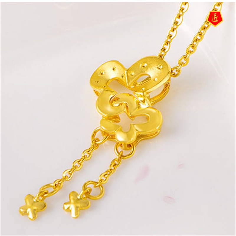 [Ready Stock]3D Gold Love of Butterfly Pendant Necklace European Coin Sandy Gold Jewelry