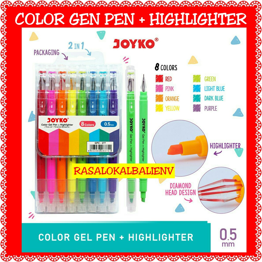 Jual COLOR PEN JOYKO +. HIGHLIGHTER, PEN WARNA JOYKO, PENANDA TULISAN