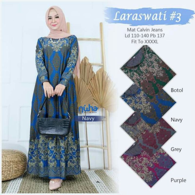 LARASWATI GAMIS CALVIN JEANS MOTIF BY NUHA