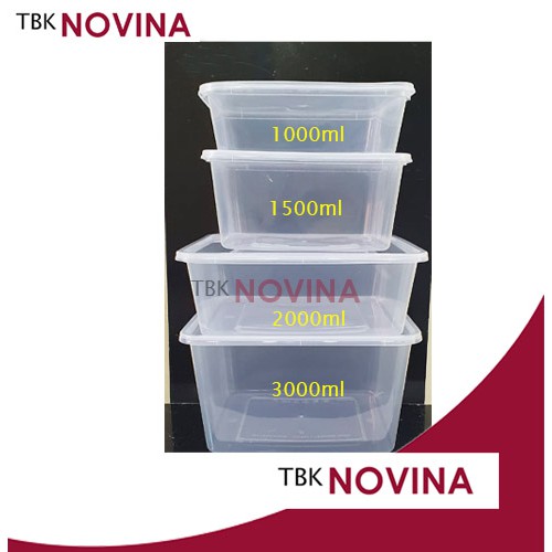 [25PCS] Thinwall SQUARE 1000ml food container box  tempat makan plastik kotak nasi penyimpanan makanan kulkas SQUARE