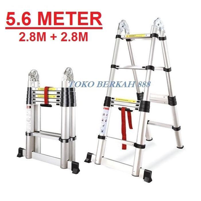 [perkakas] - Tangga Teleskopik 5,6 Meter Multipurpose, Tangga Lipat Double Liveo Diskon