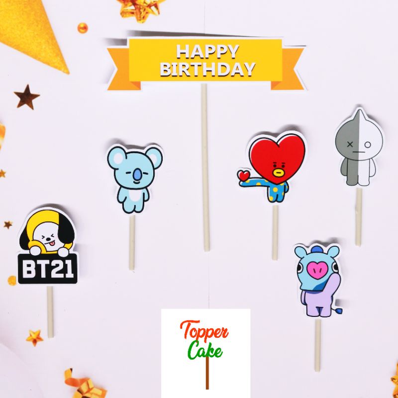 Topper Cake BT21 / Hiasan Kue Ulang Tahun