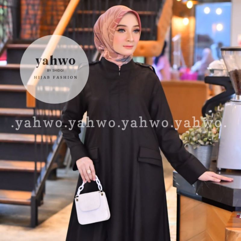 ABAYA DRESS TERBARU YAHWO/GAMIS ABAYA WARNA HITAM/M/L/XL/DRESS WANITA TERBARU 2022/GAMIS BAHAN KATUN TOYOBO FODU/YAHWO HIJAB FASHION ORIGINAL/GAMIS R009