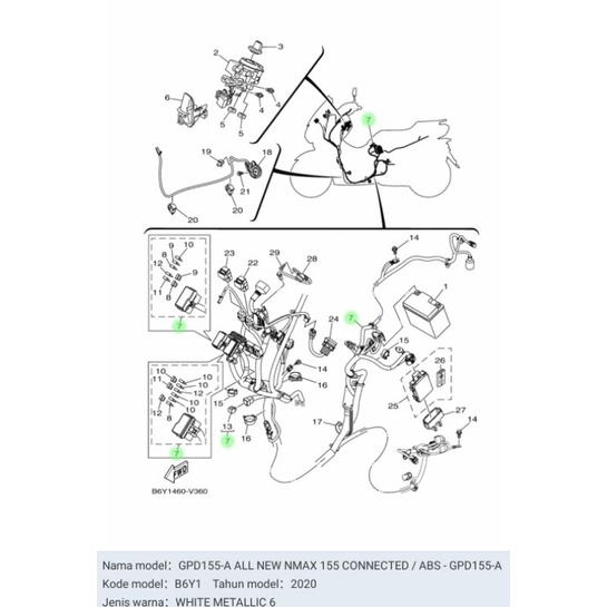 KABEL BODY BODI NEW NMAX CONNECTED ABS ASLI ORI YAMAHA B6Y H2590 01
