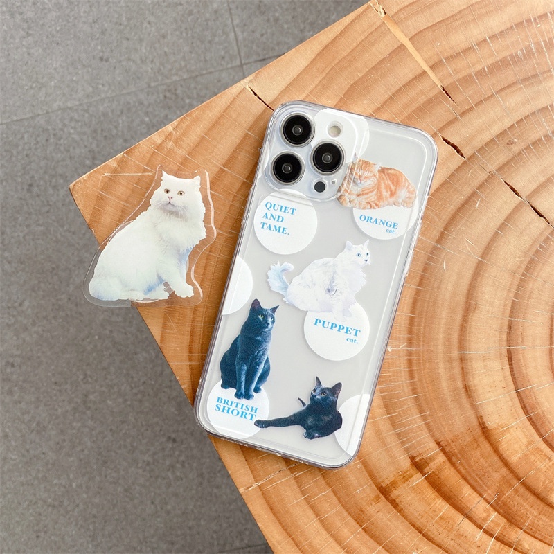 Soft Case Pelindung Bahan TPU Motif Hewan Kucing Untuk Iphone 7 8 PLUS X XR XS 11 12 13 MINI PRO MAX SE 2020